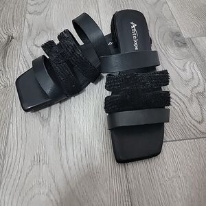 Antelope Women's Adalyn Leather Flat Flip-Flop Sandals Black Size 38/ 7.5 US New